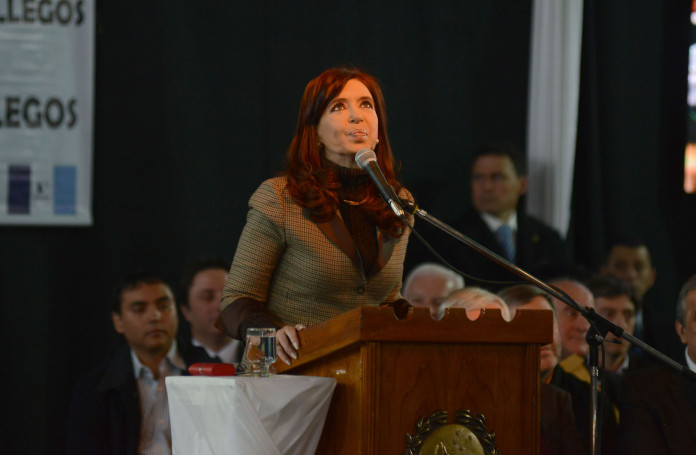 La Presidenta de la Nación durante su discurso en el gimnasio Luis 