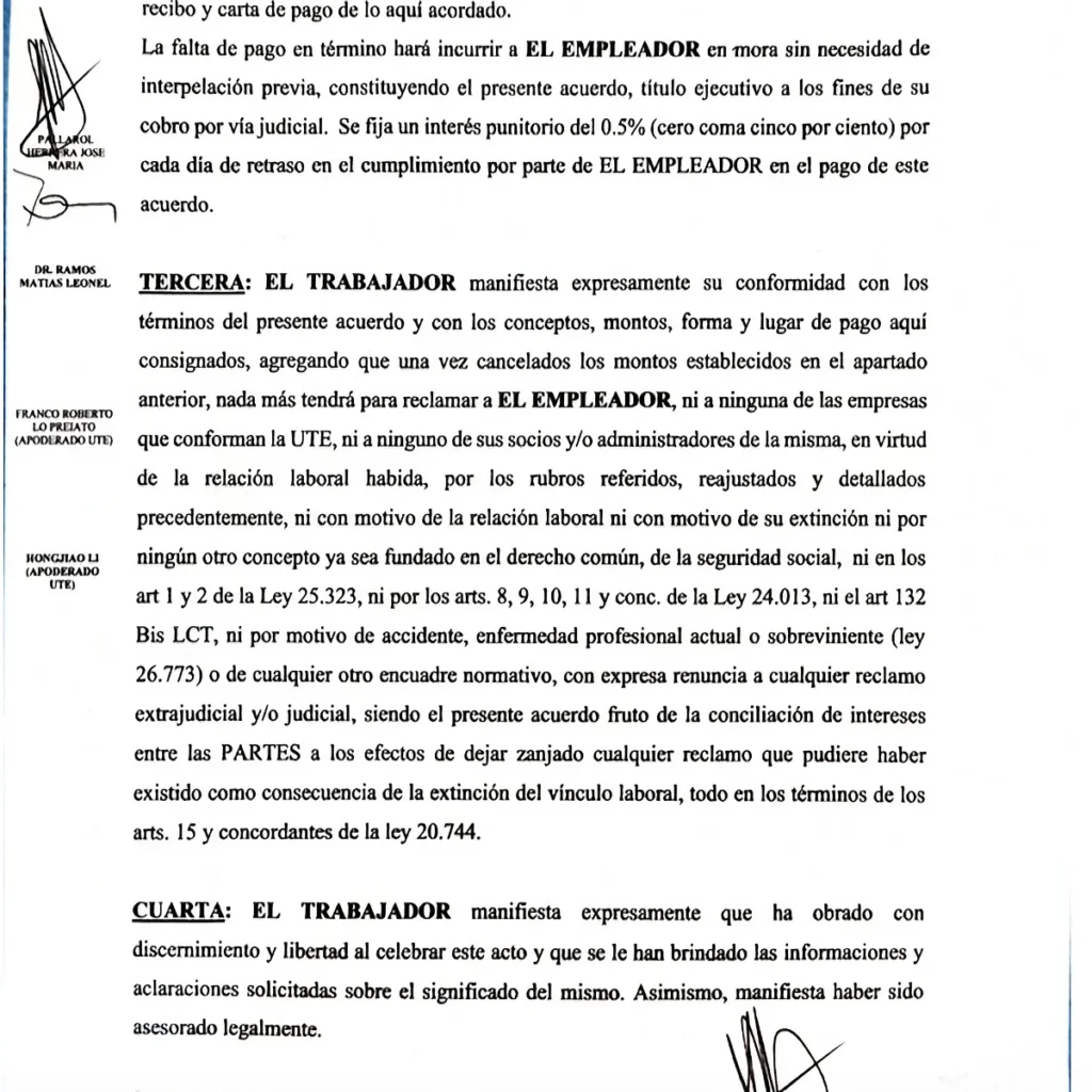 La UTE que construye las Represas despide personal, los indemniza en cuotas y les hace firmar un renunciamiento a todo tipo de reclamos y juicios futuros