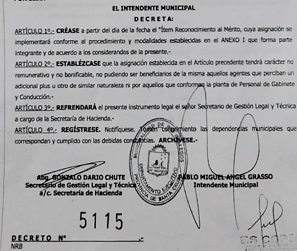 El Intendente Grasso vuelve a instalar las sumas en negro en los salarios de los trabajadores, en este caso, municipales