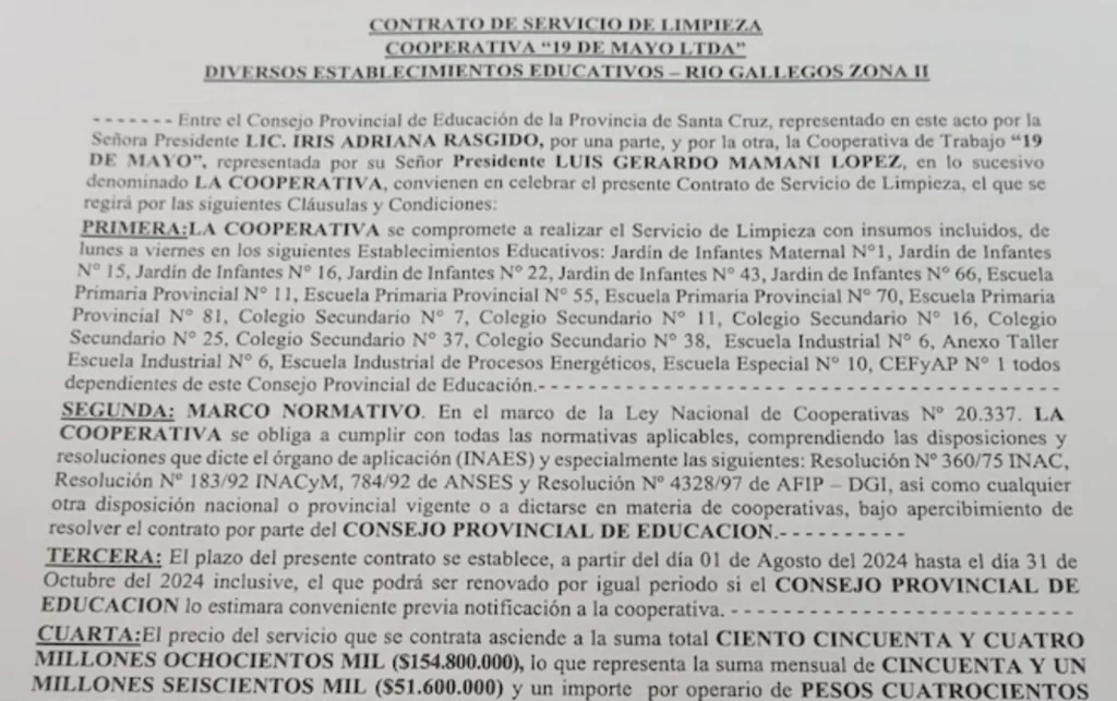 Una “Cooperativa” para limpieza de las escuelas que ofrece un magro salario, difícilmente pueda exigir calidad y cumplimiento