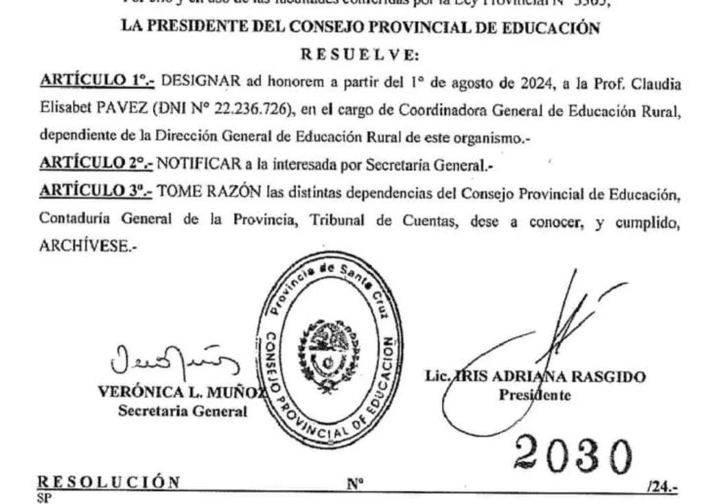 Nueva kirchnerista jubilada y nombrada “ad honorem” con viáticos y gastos millonarios en el gobierno de Claudio Vidal