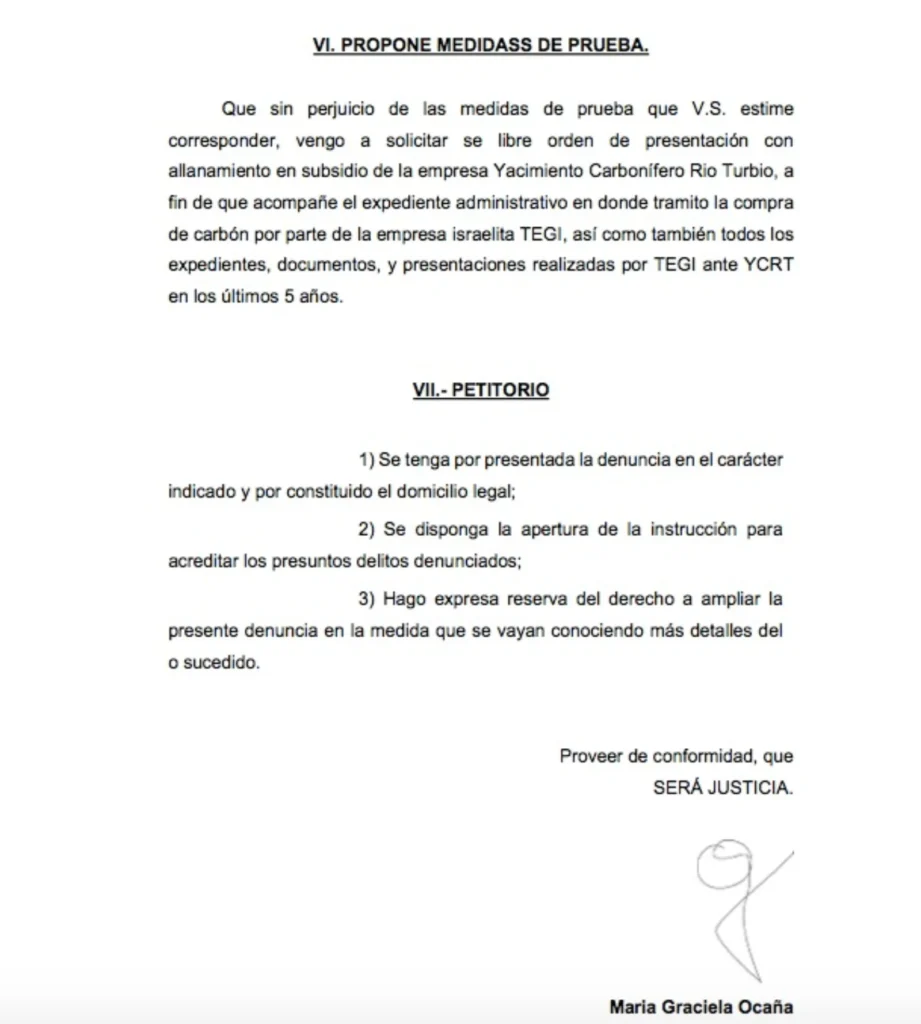 Allanaron YCRT en el marco de la causa iniciada por Graciela Ocaña ante el juez Ercolini, por las coimas en la venta de carbón