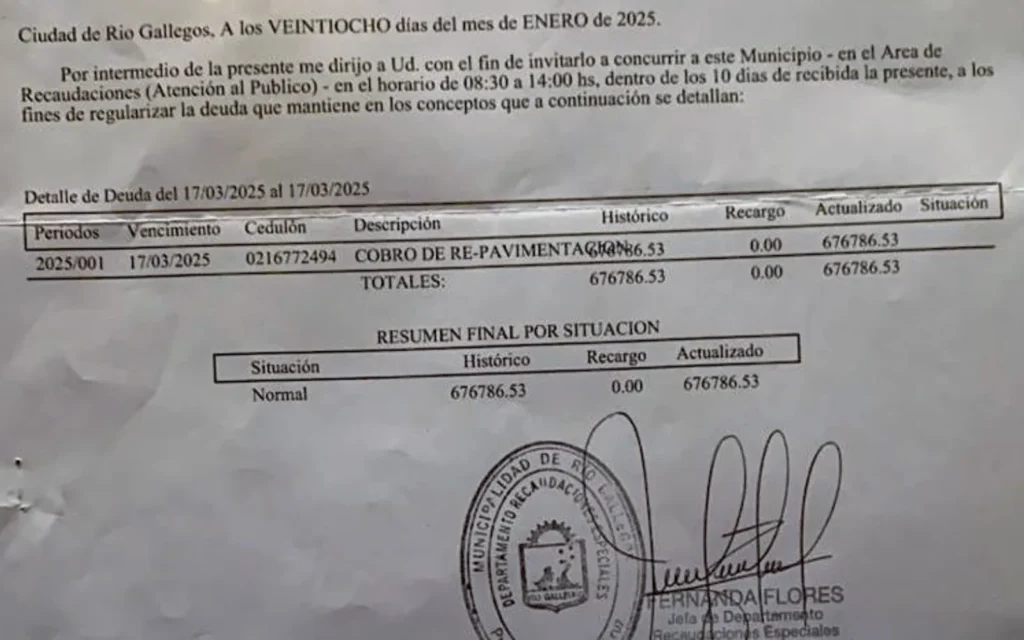 El Intendente Grasso recauda ilegalmente obligando a los vecinos a pagar las reparaciones de las calles asfaltadas en los barrios de la ciudad